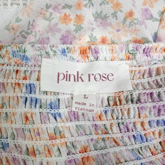 Pink Rose Floral Peplum Tank Top Lightweight Summer Blouse Size L NEW - Picture 5 of 6